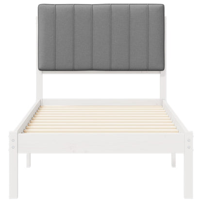 Letto con Testiera Rivestita Grigio chiaro 75 x 190 cm