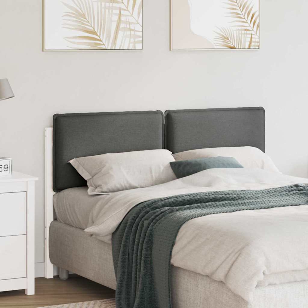 Testiera imbottita Bianco e grigio chiaro 160 cm Pino massello