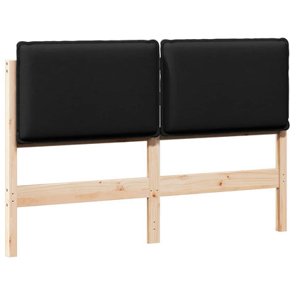 Testiera imbottita Naturale e Nero 150 cm Pino massello