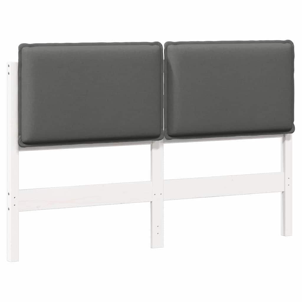 Testiera imbottita Bianco e grigio chiaro 150 cm Pino massello