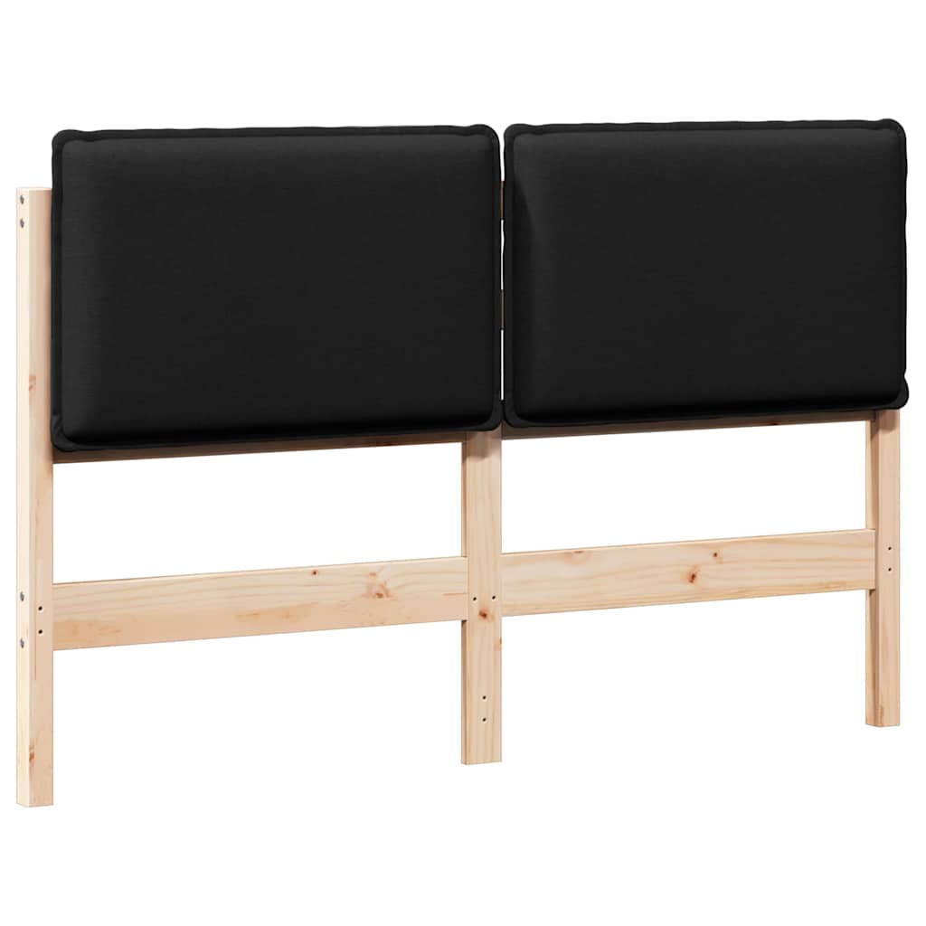 Testiera imbottita Naturale e Nero 140 cm Pino massello