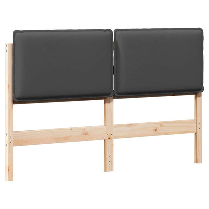 Testiera imbottita Grigio Naturale e Scuro 135 cm Pino massello