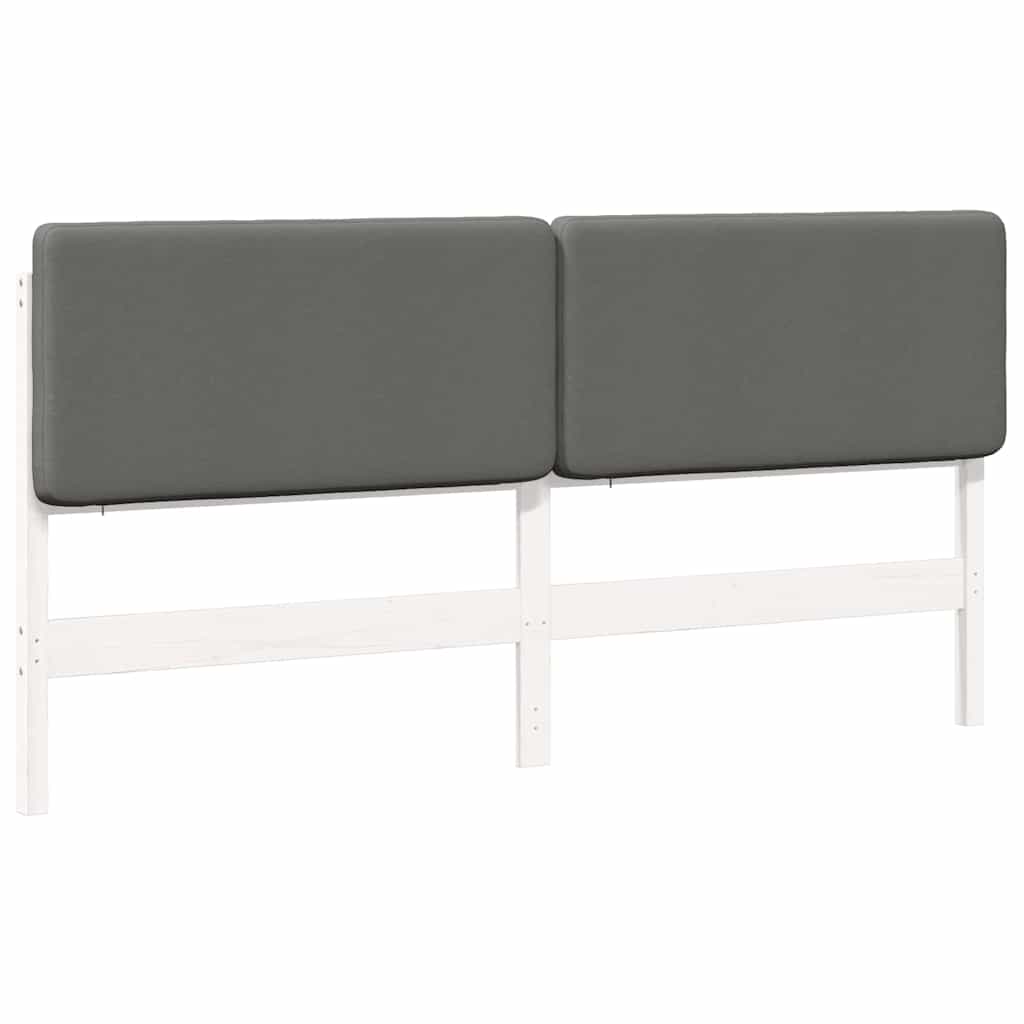 Testiera imbottita Bianco e grigio chiaro 180 cm Pino massello