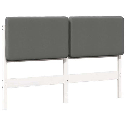 Testiera imbottita Bianco e grigio chiaro 160 cm Pino massello