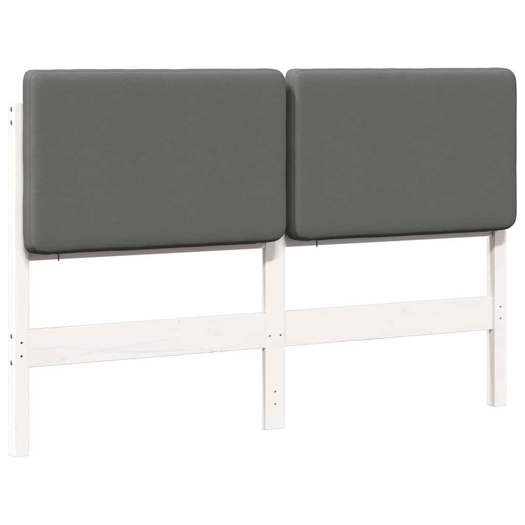 Testiera imbottita Bianco e grigio chiaro 135 cm Pino massello