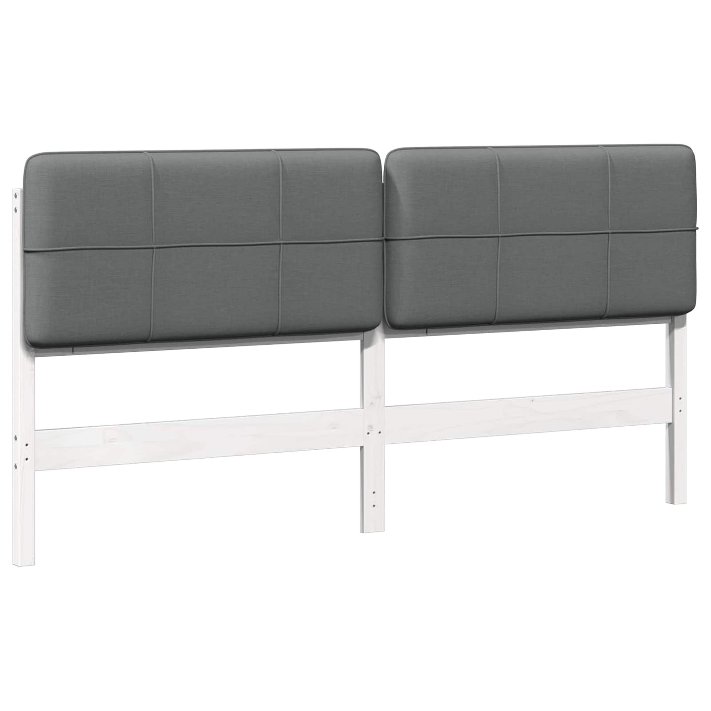 Testiera imbottita Bianco e grigio chiaro 180 cm Pino massello