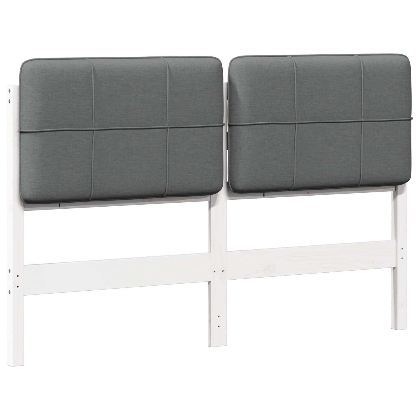 Testiera imbottita Bianco e grigio chiaro 140 cm Pino massello