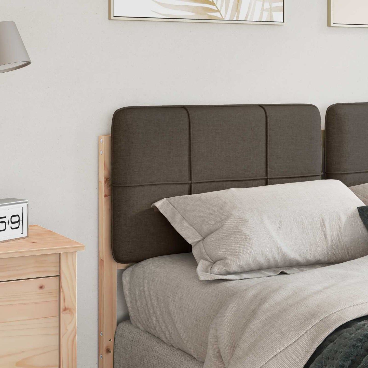 Testiera imbottita Marrone e taupe 120 cm Pino massello