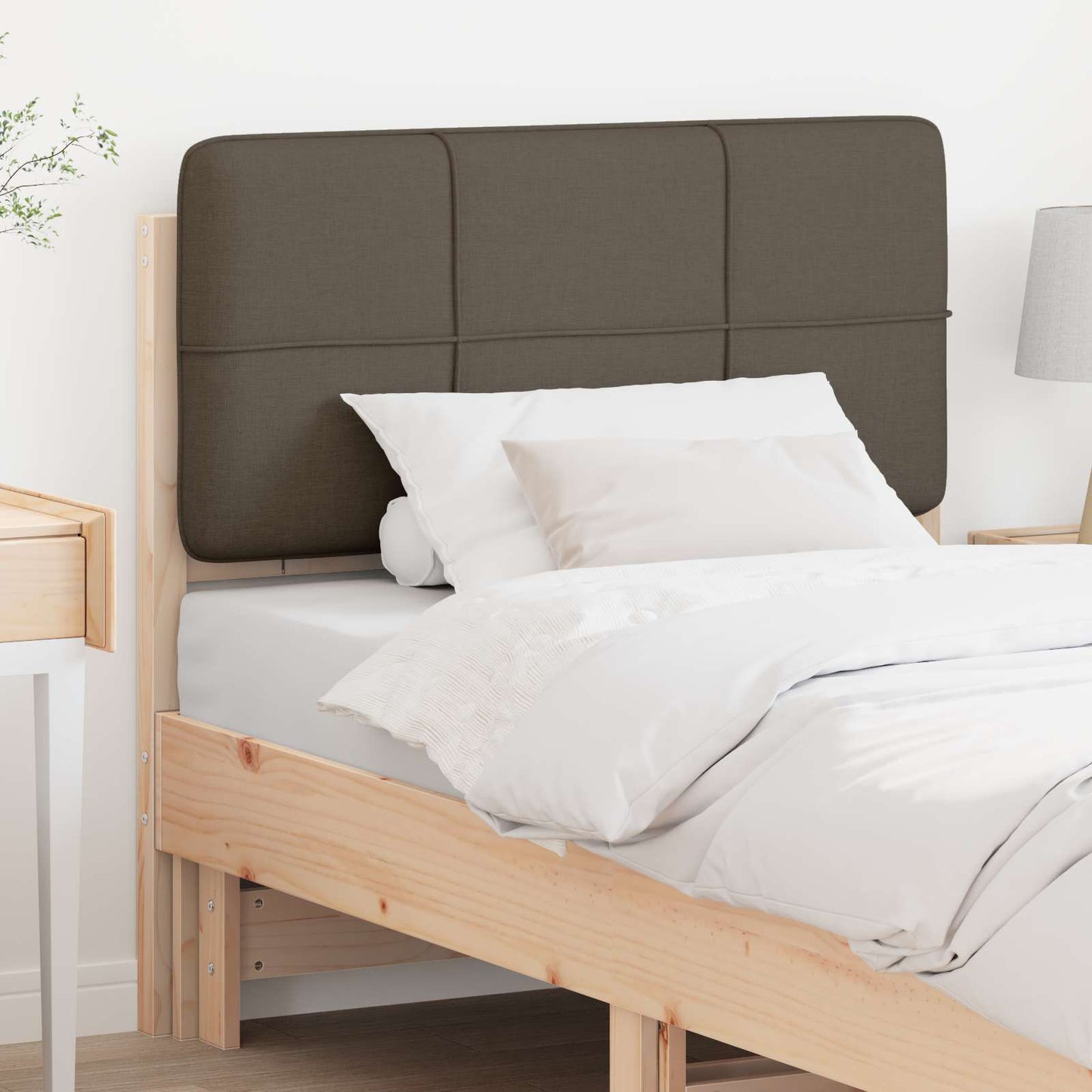 Testiera imbottita Marrone e taupe 75 cm Pino massello