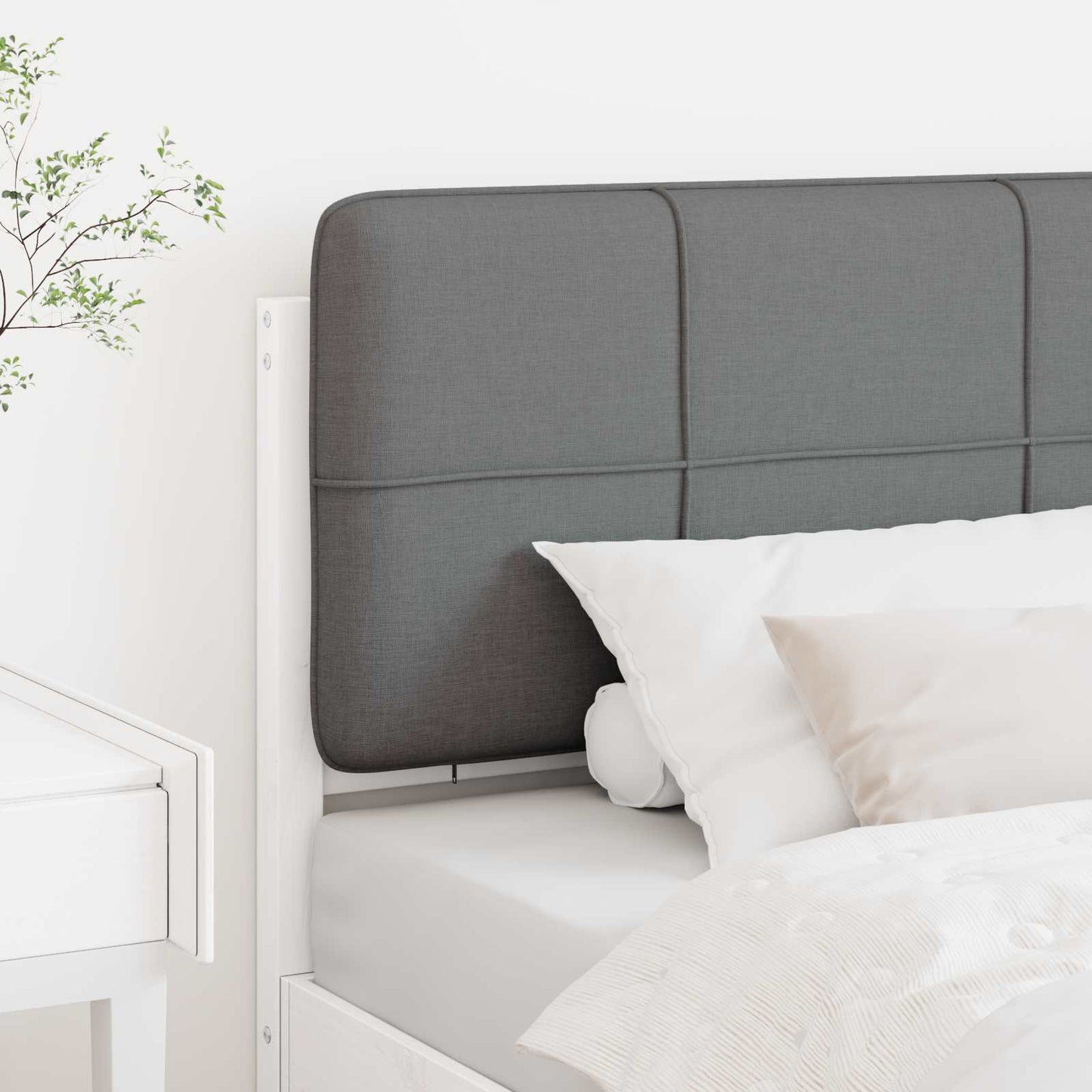 Testiera imbottita Bianco e grigio chiaro 75 cm Pino massello