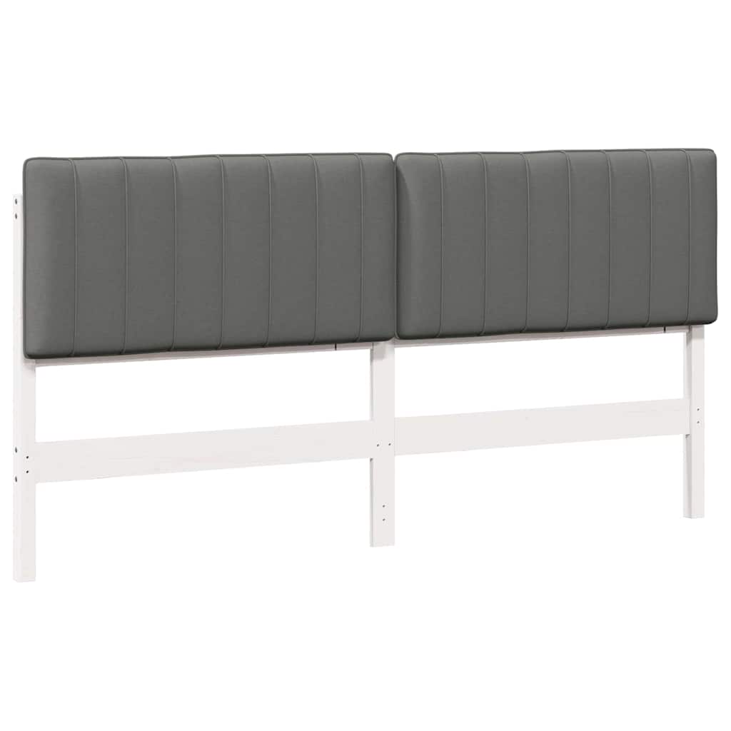 Testiera imbottita Bianco e grigio chiaro 180 cm Pino massello