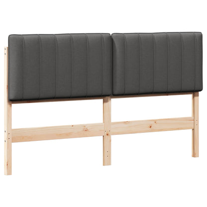 Testiera imbottita Marrone e grigio scuro 160 cm Pino massello