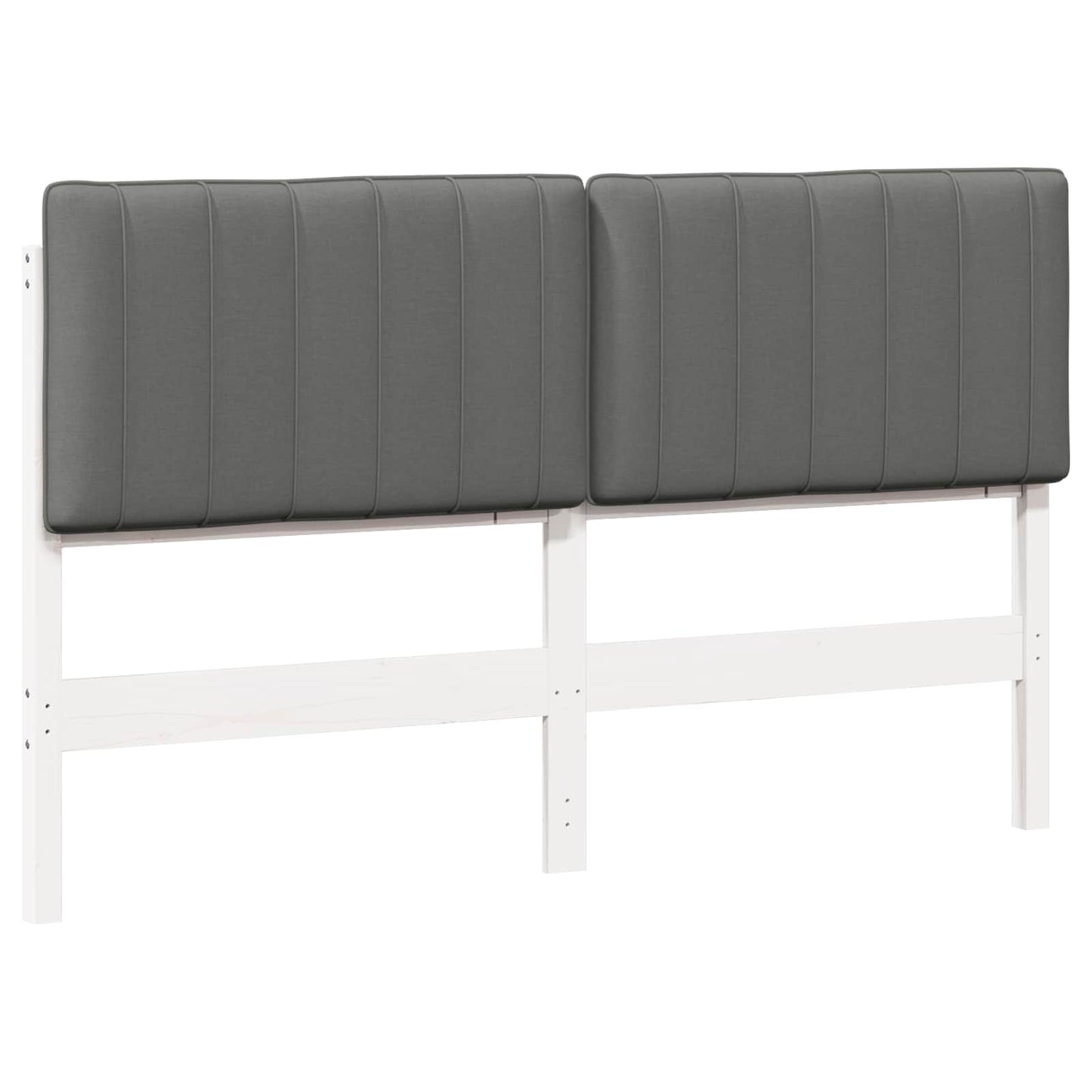 Testiera imbottita Bianco e grigio chiaro 160 cm Pino massello
