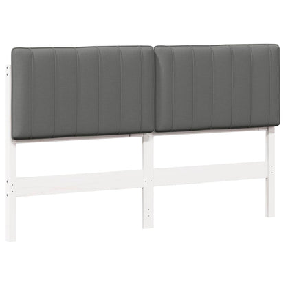 Testiera imbottita Bianco e grigio chiaro 160 cm Pino massello
