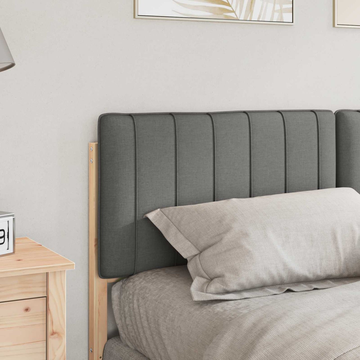 Testiera imbottita Marrone e Grigio Chiaro 150 cm Pino massello