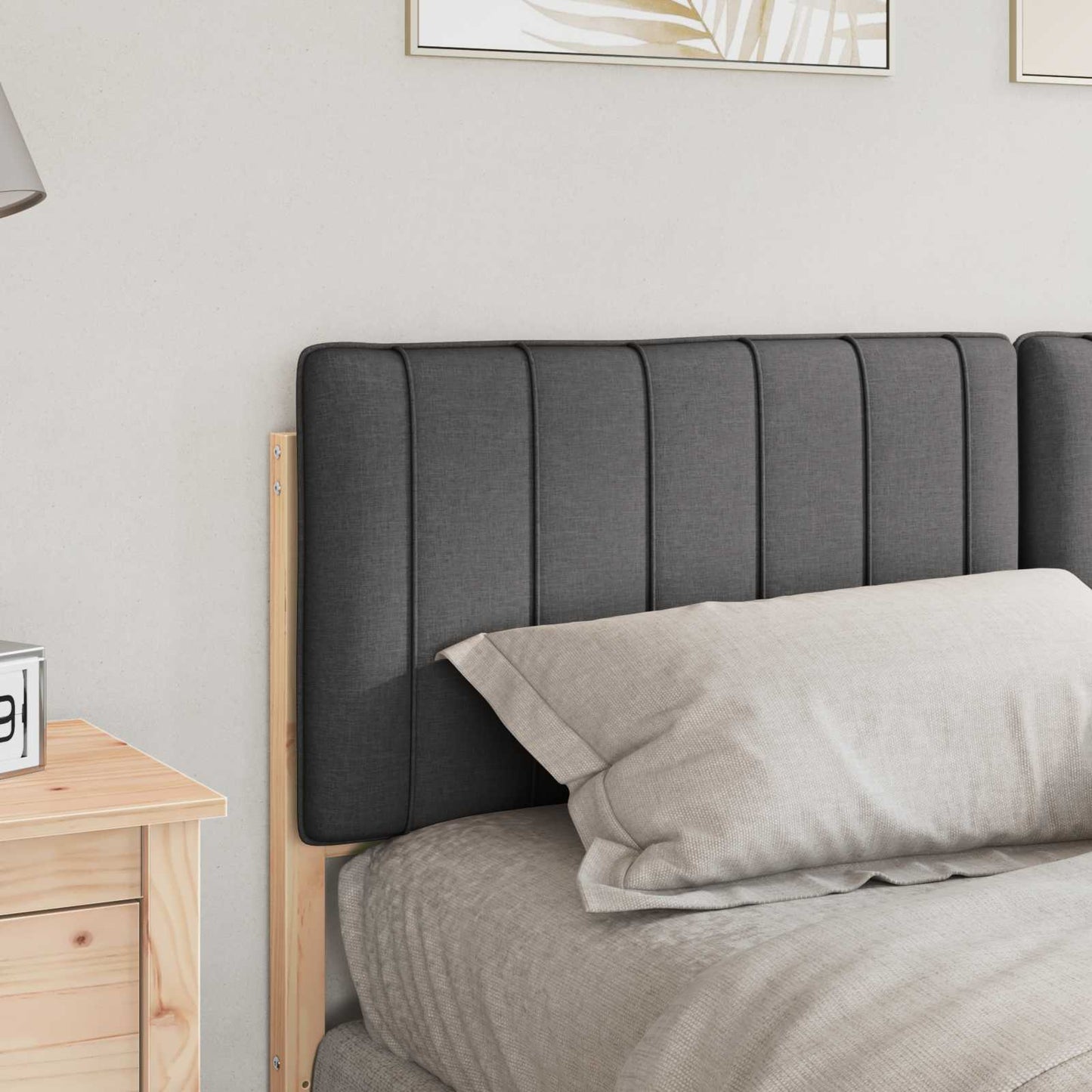 Testiera imbottita Marrone e grigio scuro 150 cm Pino massello