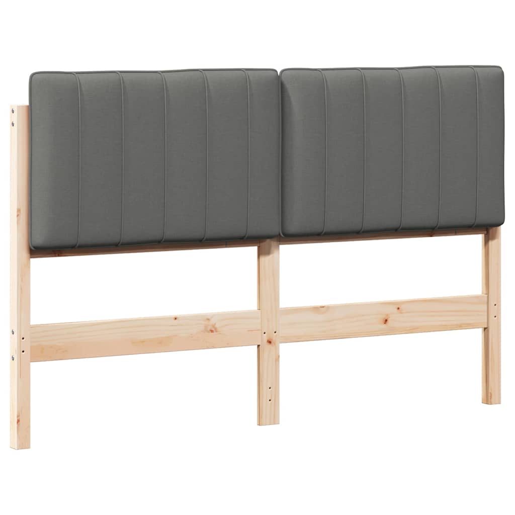 Testiera imbottita Marrone e Grigio Chiaro 140 cm Pino massello