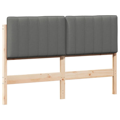 Testiera imbottita Marrone e Grigio Chiaro 140 cm Pino massello