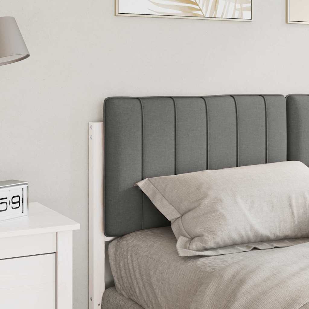 Testiera imbottita Bianco e grigio chiaro 135 cm Pino massello