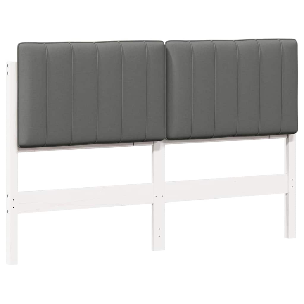 Testiera imbottita Bianco e grigio chiaro 135 cm Pino massello