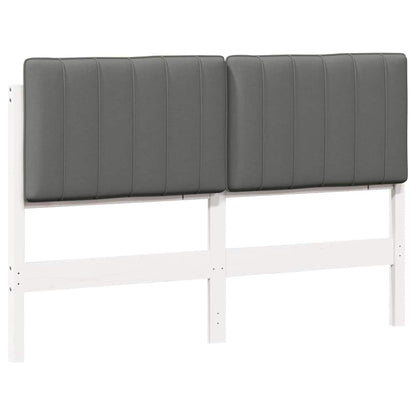 Testiera imbottita Bianco e grigio chiaro 135 cm Pino massello