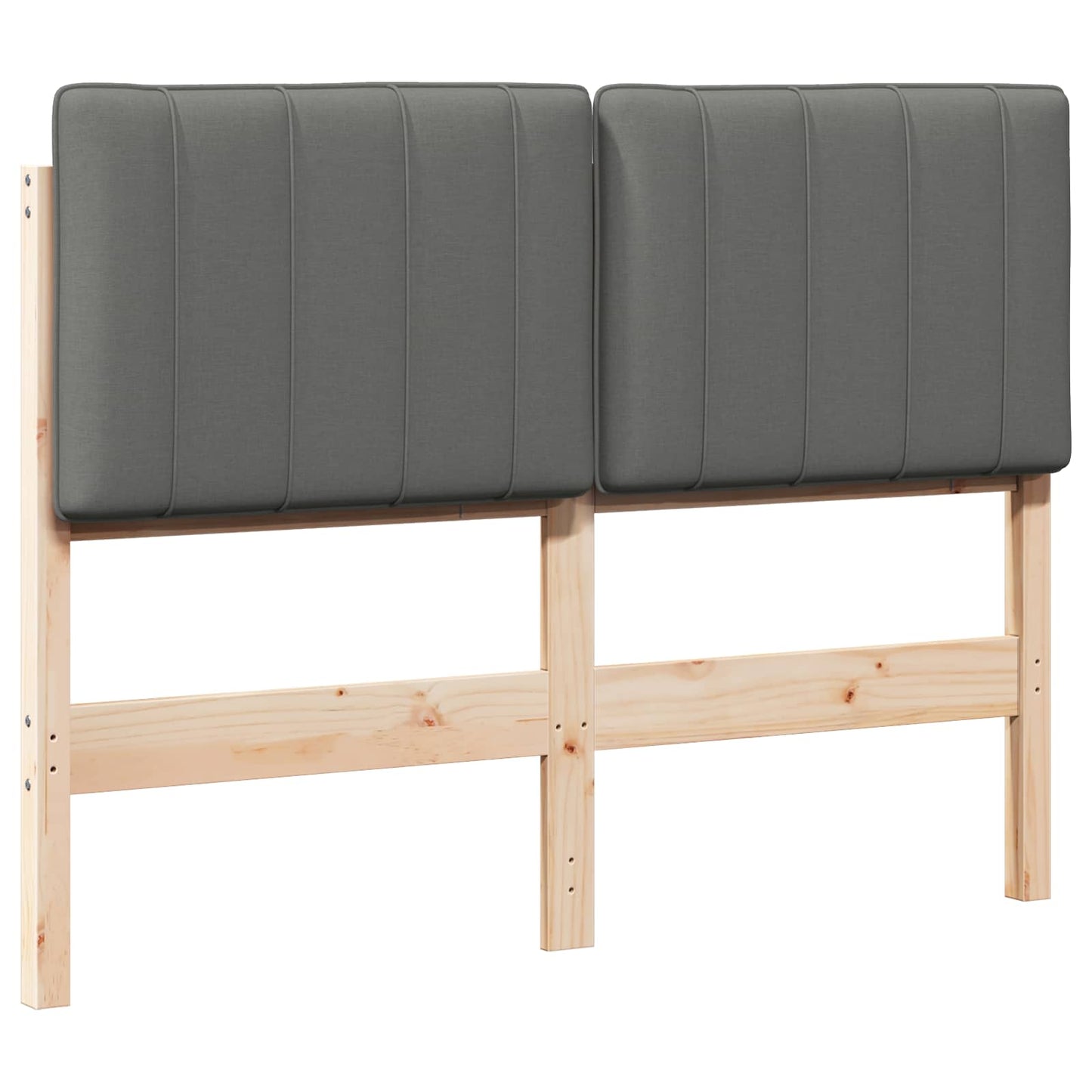 Testiera imbottita Marrone e Grigio Chiaro 120 cm Pino massello