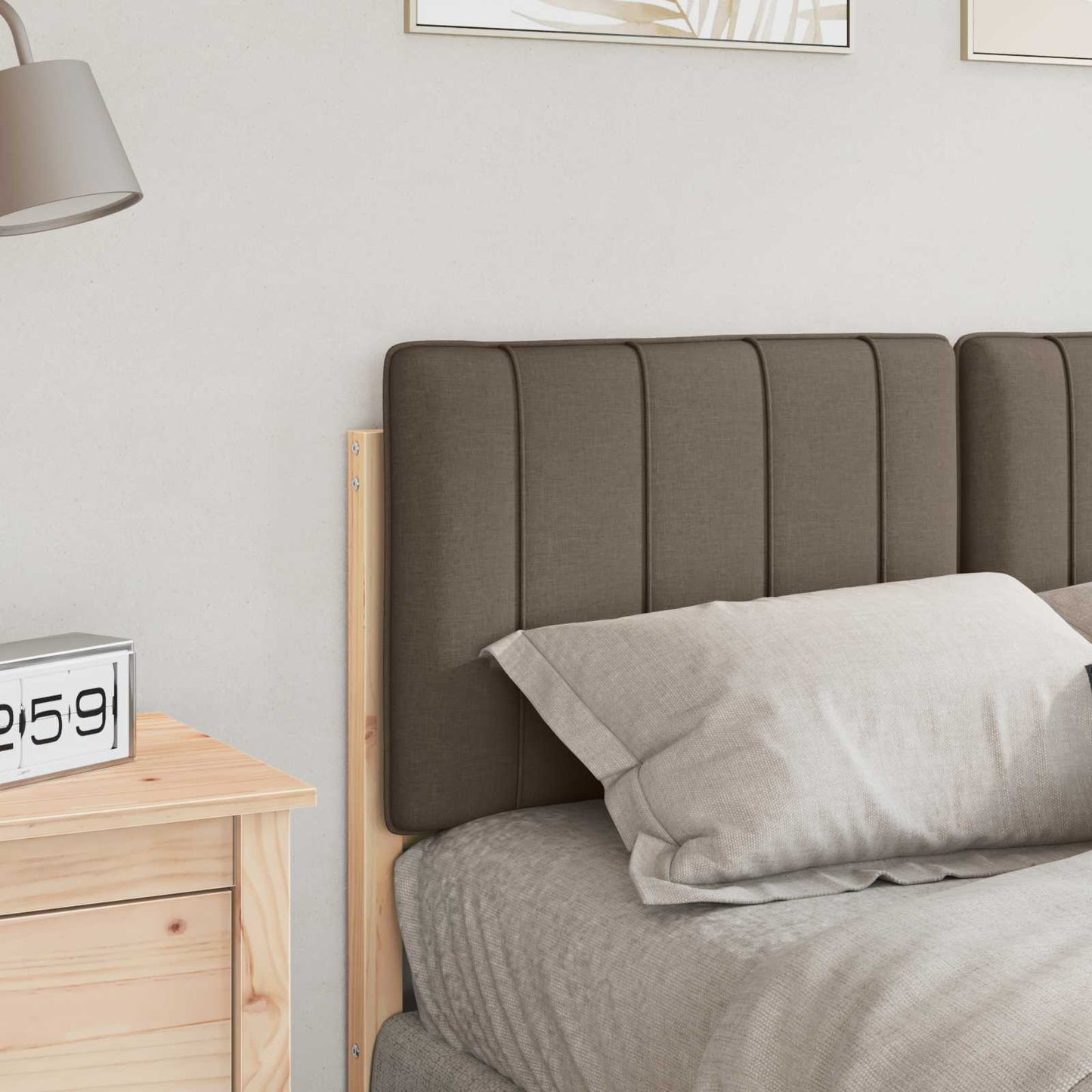 Testiera imbottita Marrone e taupe 120 cm Pino massello