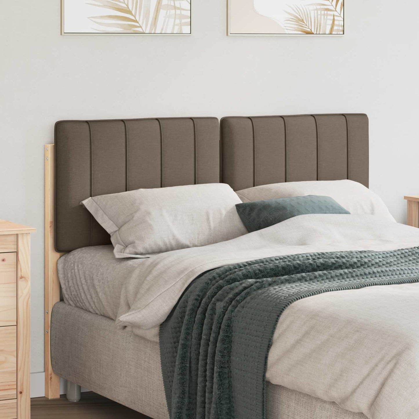 Testiera imbottita Marrone e taupe 120 cm Pino massello