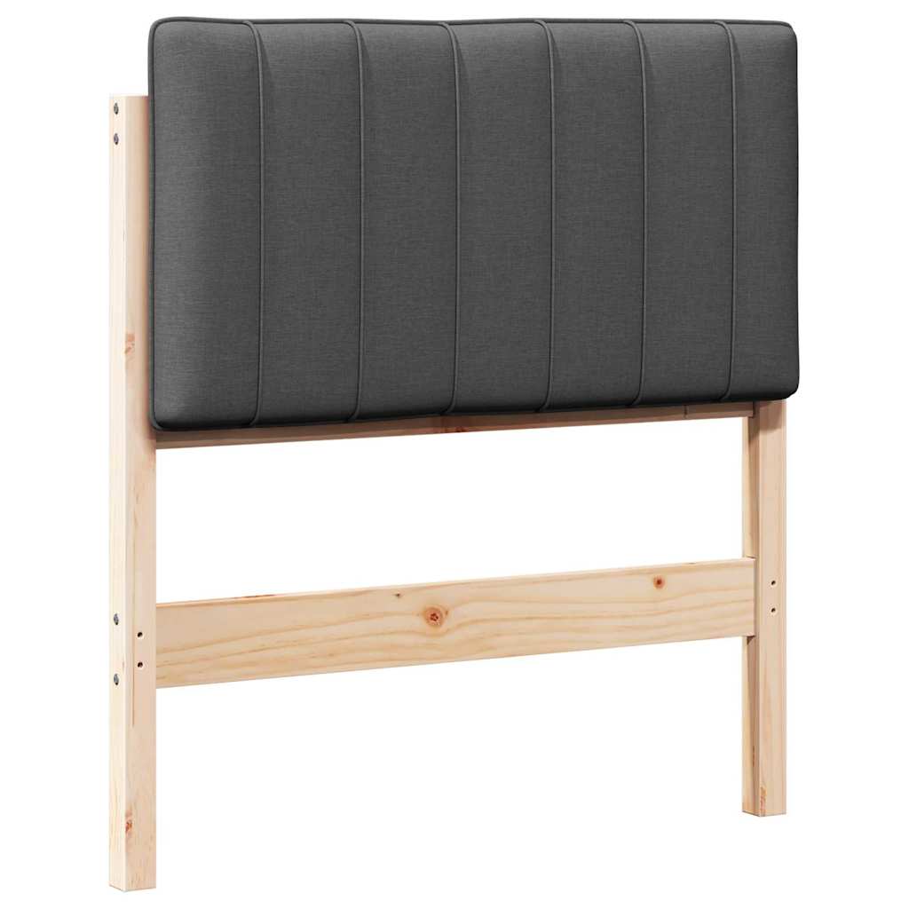 Testiera imbottita Marrone e grigio scuro 75 cm Pino massello
