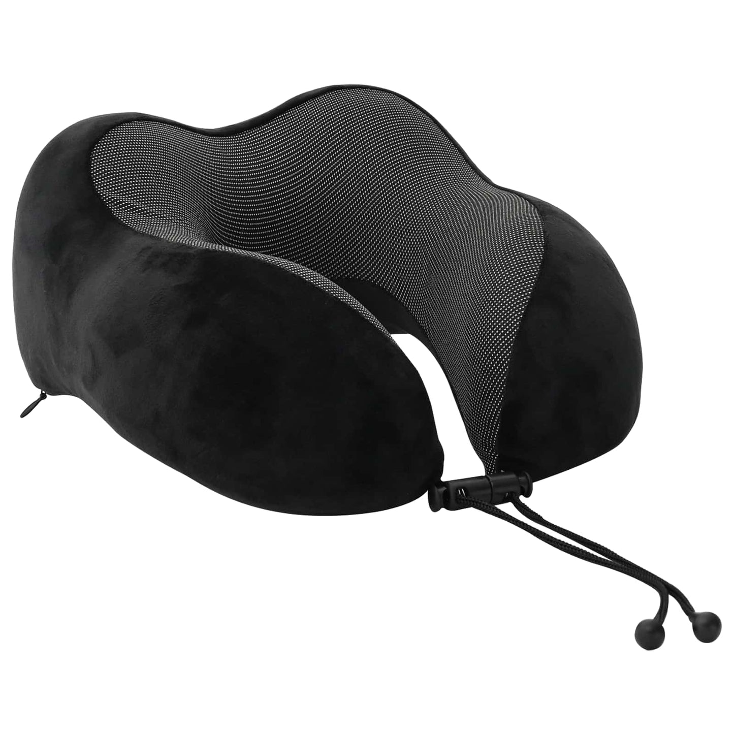 Cuscino da Viaggio per il Collo Regolabile Nero 27 x 26 x 14 cm