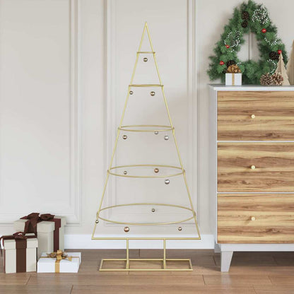 Albero di Natale in metallo con supporto Oro 124,5 cm