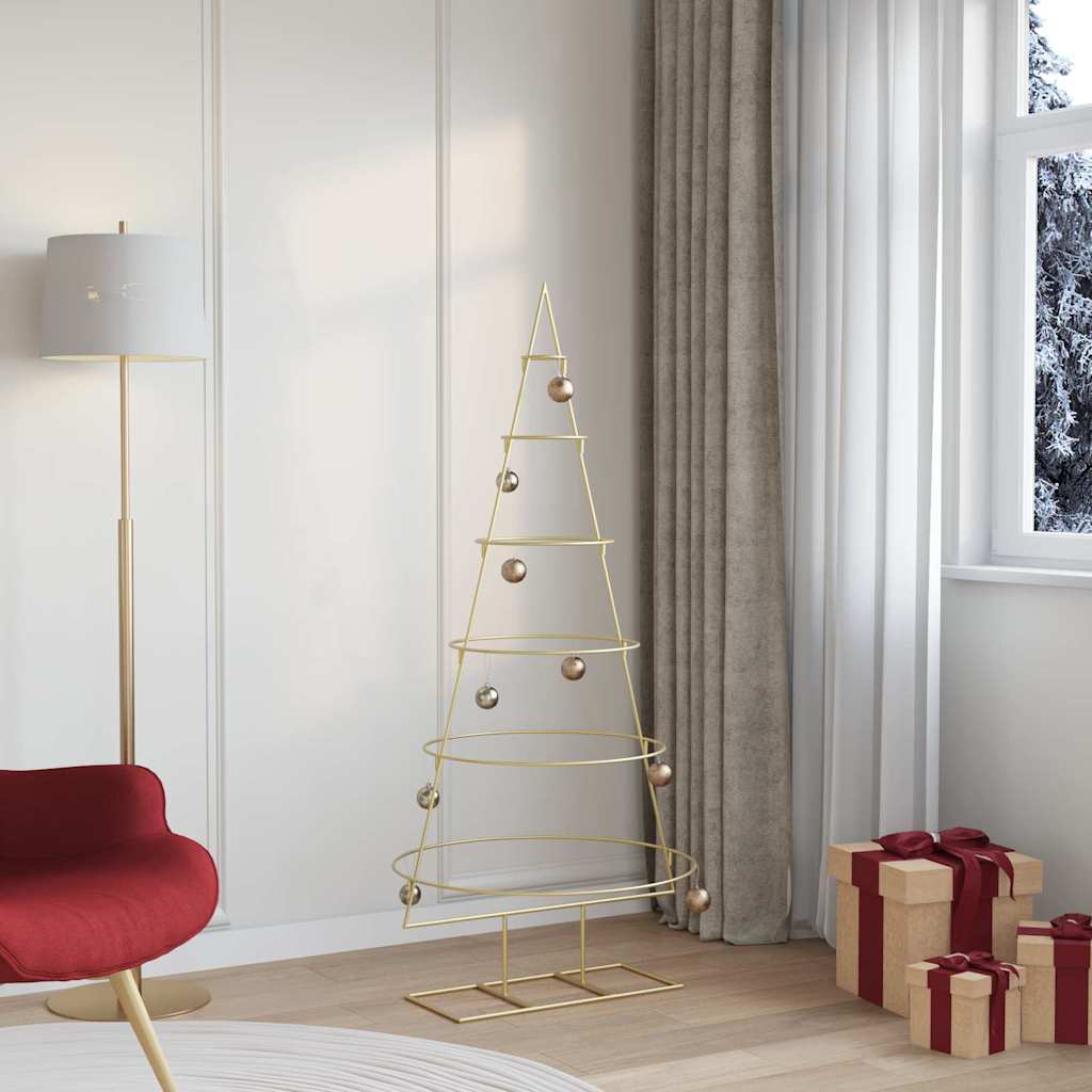 Albero di Natale in metallo con supporto Oro 148 cm