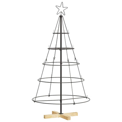 Albero a Cono di Natale con supporto Nero 126 cm Acciaio