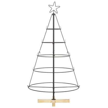 Albero a Cono di Natale con supporto Nero 126 cm Acciaio