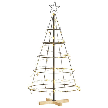 Albero a Cono di Natale con supporto Nero 126 cm Acciaio