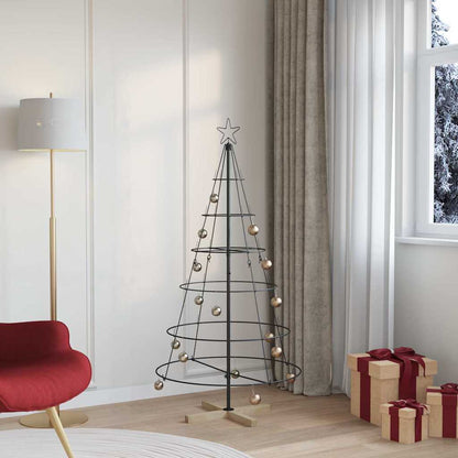 Albero a Cono di Natale con supporto Nero 154 cm Acciaio