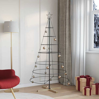 Albero a Cono di Natale con supporto Nero 180,5 cm Acciaio