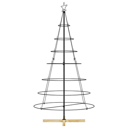Albero a Cono di Natale con supporto Nero 180,5 cm Acciaio
