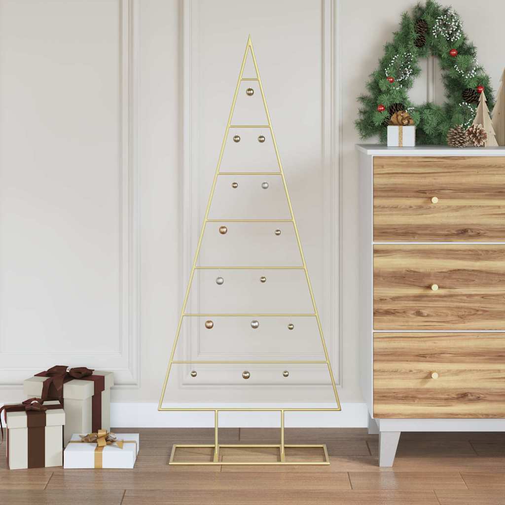 Albero di Natale in metallo con supporto Oro 125 cm