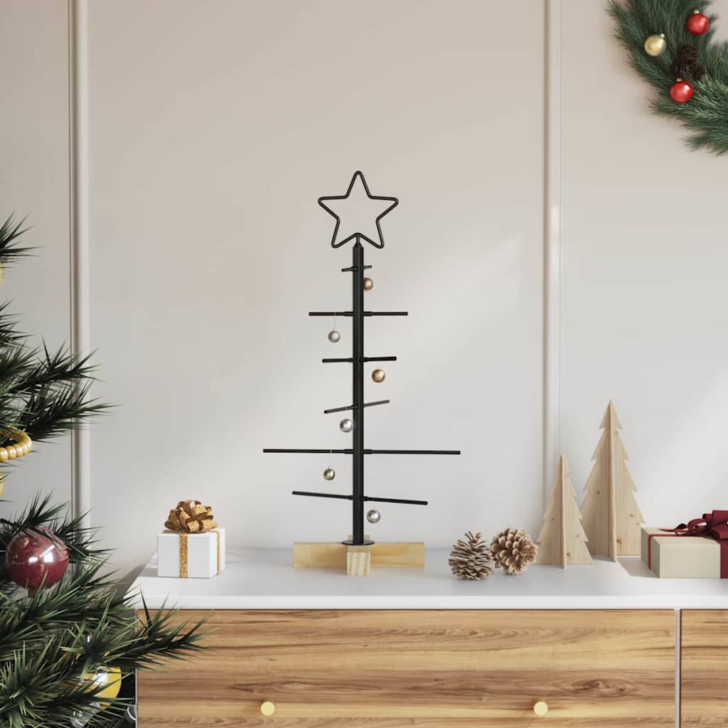 Albero di Natale in metallo con supporto Nero 59,5 cm