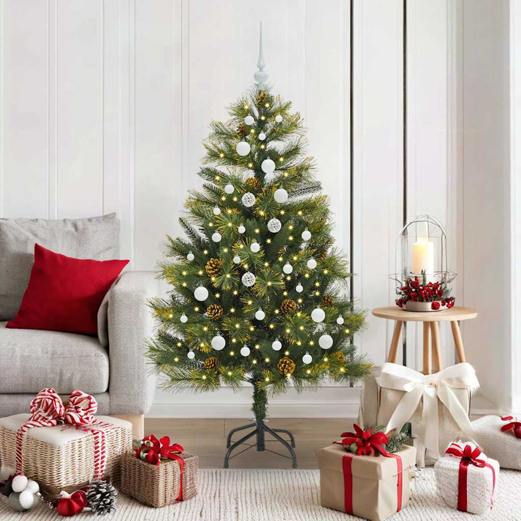 Albero di Natale artificiale pieghevole con coni Verde 150 cm