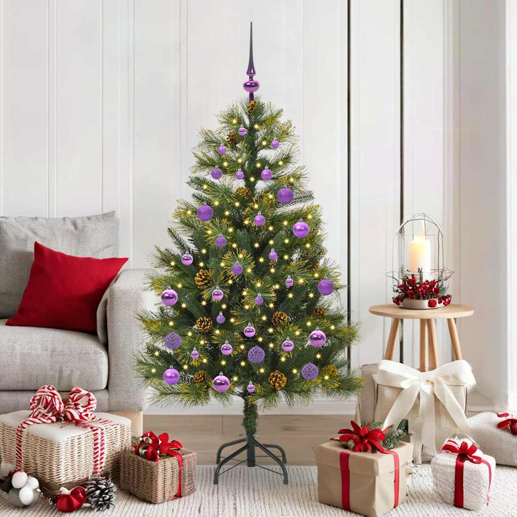 Albero di Natale artificiale pieghevole con coni Verde 150 cm