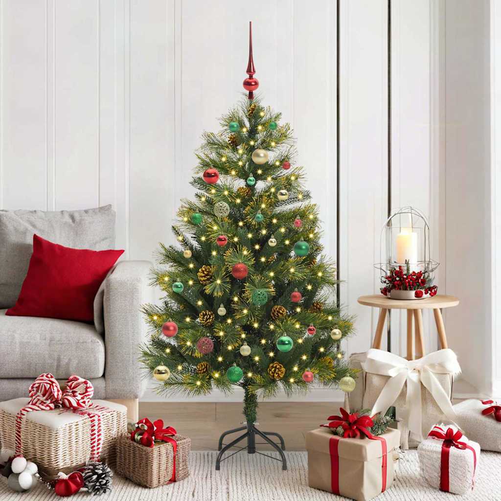 Albero di Natale artificiale pieghevole con coni Verde 150 cm