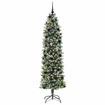 Albero di Natale Artificiale Sottile Verde e Bianco 240 cm