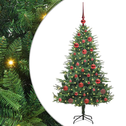 Albero di Natale Artificiale Pre-illuminato con Set di Palline