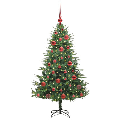 Albero di Natale Artificiale Pre-illuminato con Set di Palline