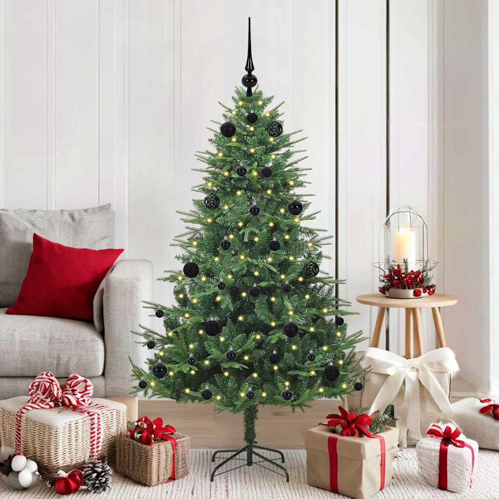 Albero di Natale Artificiale Pre-illuminato con Set di Palline
