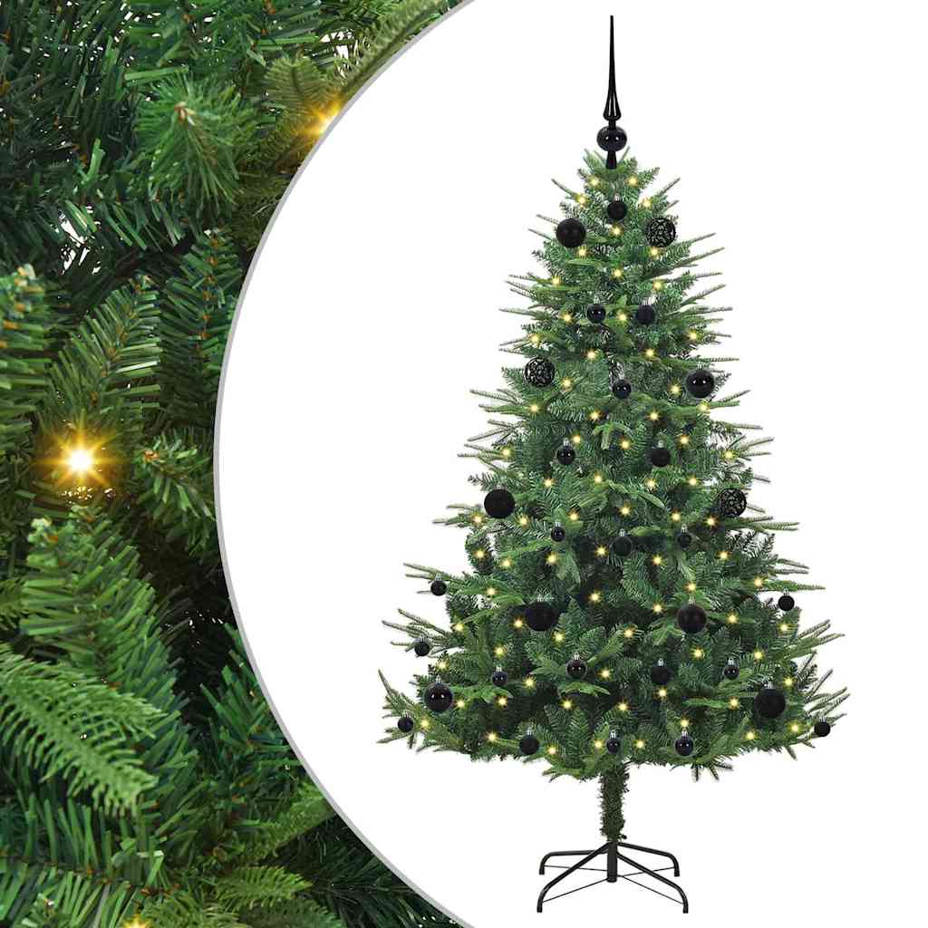Albero di Natale Artificiale Pre-illuminato con Set di Palline
