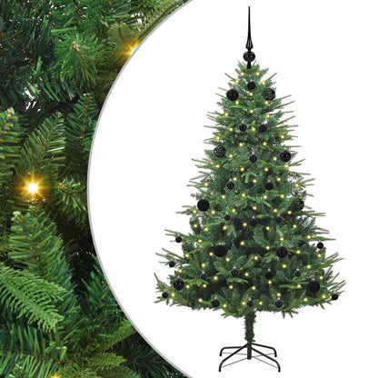 Albero di Natale Artificiale Pre-illuminato con Set di Palline