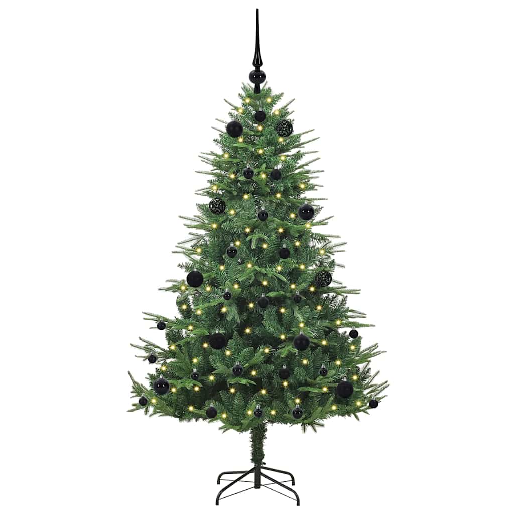 Albero di Natale Artificiale Pre-illuminato con Set di Palline
